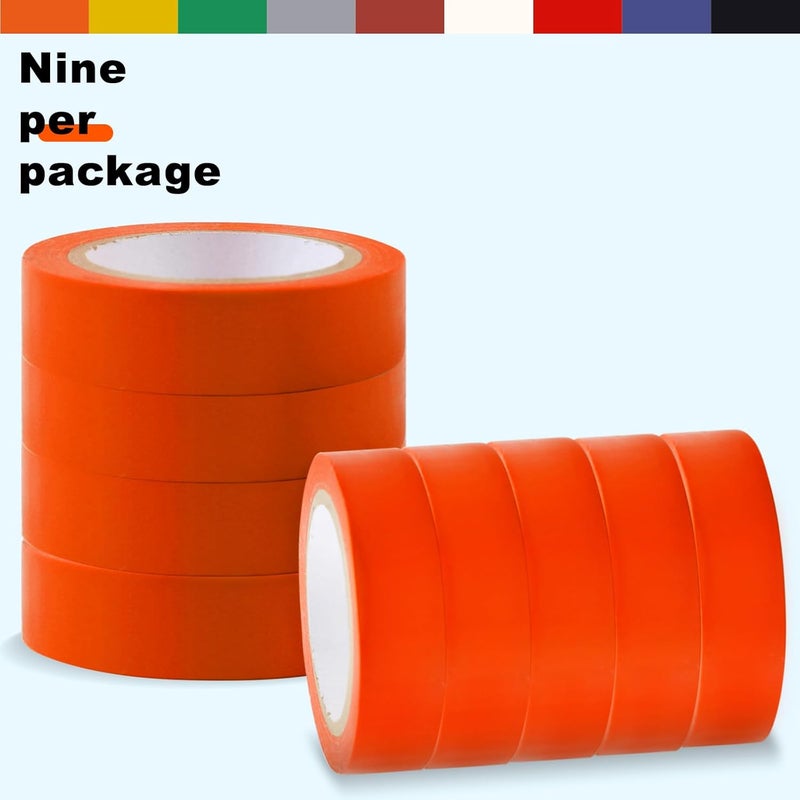 Romeda 9 Pack Electrical Tapes, Electrical Tape Water, Sun, and Oil Resistant, Electrical Tape is Suitable for Most Domestic, Commercial, and Industrial environments - Orange - Image 5